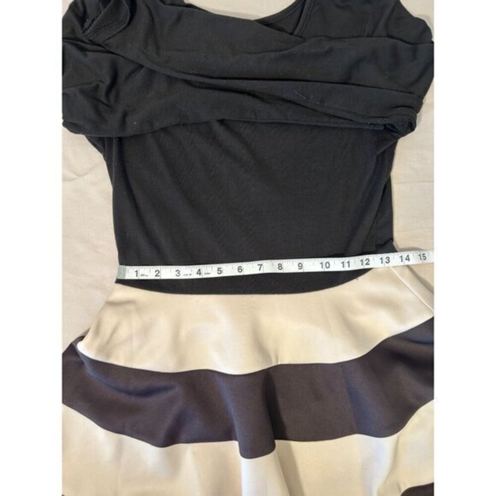Women's City Triangles Black Long Sleeved White Strip Dress Size‎ Medium - Picture 7 of 13
